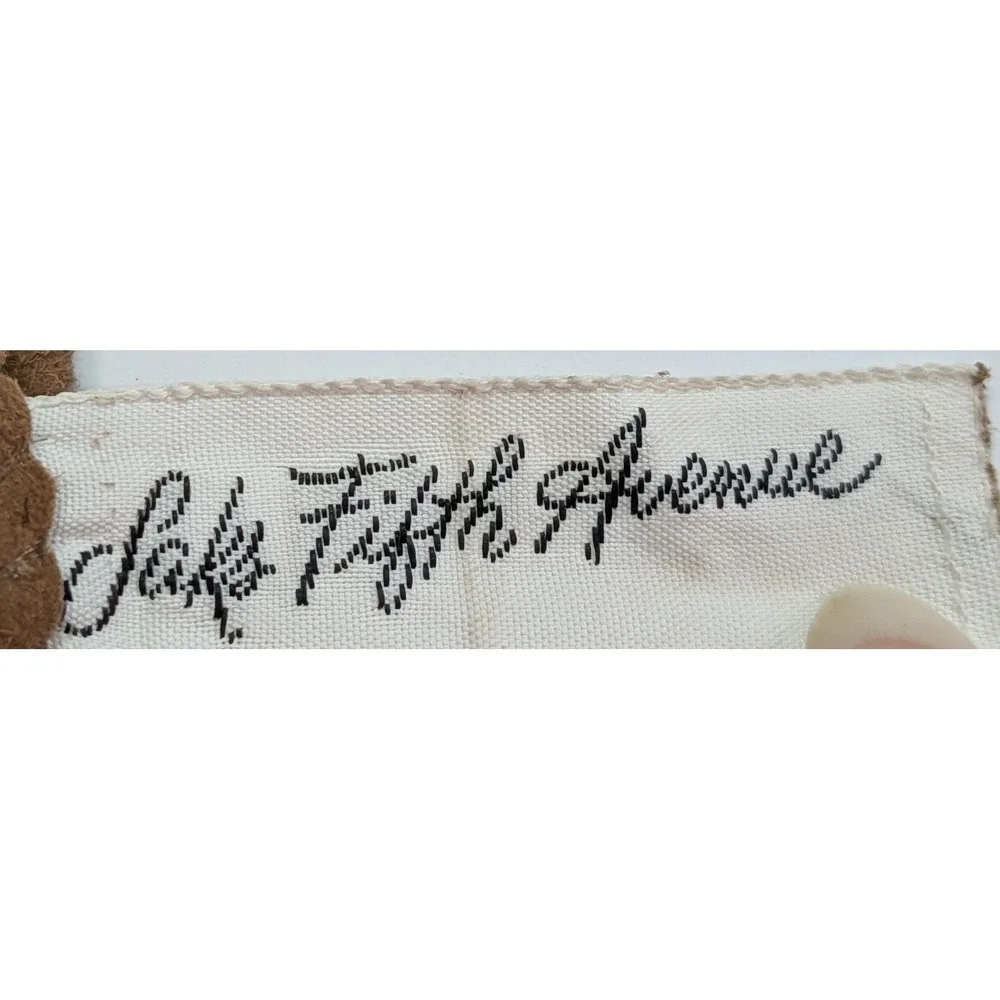 Saks Fifth Avenue Gloves Womens 6.5 Brown Excellent Vintage Suede Lace-Up Detail